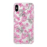 Printify Apple iPhone X Uyumlu Kapak Floral Pembe Tasarımlı Şeffaf Silikon Kılıf