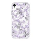 Printify Apple iPhone XR Uyumlu Kapak Floral Lila Tasarımlı Şeffaf Silikon Kılıf