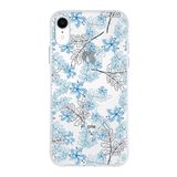 Printify Apple iPhone XR Uyumlu Kapak Floral Mavi Tasarımlı Şeffaf Silikon Kılıf