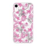 Printify Apple iPhone XR Uyumlu Kapak Floral Pembe Tasarımlı Şeffaf Silikon Kılıf