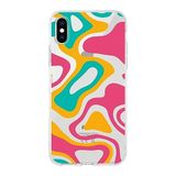 PrintiFy Apple iPhone XS ile Uyumlu Kapak Renkli Desen B Tasarımlı 1mm Fit Şeffaf Silikon Kılıf Turuncu