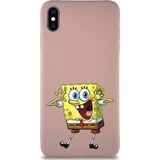 Printify Apple Iphone Xs Max Soft Premier Kapak Sünger Bob Tasarımlı Silikon Kılıf - Pudra