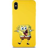 Printify Apple Iphone Xs Max Soft Premier Kapak Sünger Bob Tasarımlı Silikon Kılıf - Sarı