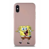 Printify Apple Iphone Xs Soft Premier Kapak Sünger Bob Tasarımlı Silikon Kılıf - Pudra
