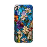 PrintiFy Honor 8C ile Uyumlu Vitray Mavi Bahar Tasarımlı Şeffaf Silikon Kılıf