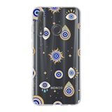 PrintiFy Huawei Honor 20 Lite ile Uyumlu 1mm Slim Fit Nazar Boncuğu 5 Baskılı Şeffaf Kılıf