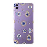 PrintiFy Huawei Honor 8C ile Uyumlu 1mm Slim Fit Nazar Boncuğu 5 Baskılı Şeffaf Kılıf