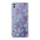 PrintiFy Huawei Honor 8C ile Uyumlu Kapak Floral Mavi Tasarımlı 1mm Fit Şeffaf Silikon Kılıf