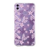PrintiFy Huawei Honor 8C ile Uyumlu Kapak Floral Pudra Tasarımlı 1mm Fit Şeffaf Silikon Kılıf