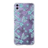 PrintiFy Huawei Honor 8C ile Uyumlu Kapak Floral Su Yeşili Tasarımlı 1mm Fit Şeffaf Silikon Kılıf