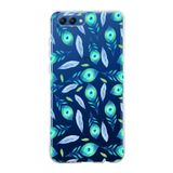 PrintiFy Huawei Honor View 10 ile Uyumlu 1mm Slim Fit Nazar Boncuğu 3 Baskılı Şeffaf Kılıf
