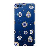 PrintiFy Huawei Honor View 10 ile Uyumlu 1mm Slim Fit Nazar Boncuğu 5 Baskılı Şeffaf Kılıf