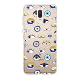 PrintiFy Huawei Mate 10 Lite ile Uyumlu 1mm Slim Fit Nazar Boncuğu 2 Baskılı Şeffaf Kılıf