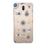 PrintiFy Huawei Mate 10 Lite ile Uyumlu 1mm Slim Fit Nazar Boncuğu 5 Baskılı Şeffaf Kılıf