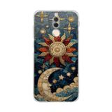 PrintiFy Huawei Mate 10 Lite ile Uyumlu Vitray Sol ve Luna Tasarımlı Şeffaf Silikon Kılıf