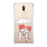 PrintiFy Huawei Mate 10 Lite Uyumlu Köşe Korumalı Antişok Kapak Aşk Tasarımlı Şeffaf Kılıf
