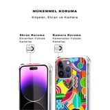 Printify Huawei Mate 10 Lite Uyumlu Retro Color 6 Baskılı Şeffaf Köşe Korumalı Antişok Kılıf