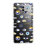 PrintiFy Huawei Mate 10 Pro ile Uyumlu 1mm Slim Fit Nazar Boncuğu 2 Baskılı Şeffaf Kılıf
