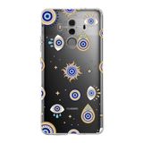 PrintiFy Huawei Mate 10 Pro ile Uyumlu 1mm Slim Fit Nazar Boncuğu 5 Baskılı Şeffaf Kılıf