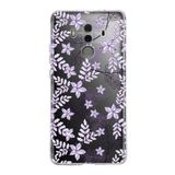 PrintiFy Huawei Mate 10 Pro ile Uyumlu Kapak Floral Lila Tasarımlı 1mm Fit Şeffaf Silikon Kılıf