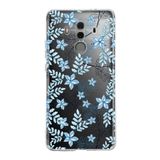 PrintiFy Huawei Mate 10 Pro ile Uyumlu Kapak Floral Mavi Tasarımlı 1mm Fit Şeffaf Silikon Kılıf