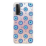 PrintiFy Huawei P Smart 2021 ile Uyumlu 1mm Slim Fit Nazar Boncuğu 1 Baskılı Şeffaf Kılıf