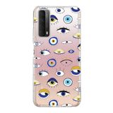 PrintiFy Huawei P Smart 2021 ile Uyumlu 1mm Slim Fit Nazar Boncuğu 2 Baskılı Şeffaf Kılıf