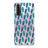 PrintiFy Huawei P Smart 2021 ile Uyumlu 1mm Slim Fit Nazar Boncuğu 4 Baskılı Şeffaf Kılıf