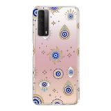 PrintiFy Huawei P Smart 2021 ile Uyumlu 1mm Slim Fit Nazar Boncuğu 5 Baskılı Şeffaf Kılıf