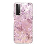 PrintiFy Huawei P Smart 2021 ile Uyumlu Kapak Floral Pudra Tasarımlı 1mm Fit Şeffaf Silikon Kılıf