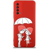 PrintiFy Huawei P Smart 2021 Uyumlu Lansman Kılıf Aşk Tasarımlı İçi Kadife Kapak kirmizi