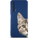 PrintiFy Huawei P Smart 2021 Uyumlu Lansman Kılıf Catface Tasarımlı İçi Kadife Kapak lacivert