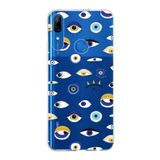 PrintiFy Huawei P Smart Z ile Uyumlu 1mm Slim Fit Nazar Boncuğu 2 Baskılı Şeffaf Kılıf