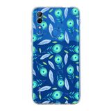 PrintiFy Huawei P Smart Z ile Uyumlu Nazar Boncuğu 3 Baskılı Kamera Korumalı Şeffaf Silikon Kılıf