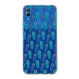 PrintiFy Huawei P Smart Z ile Uyumlu Nazar Boncuğu 4 Baskılı Kamera Korumalı Şeffaf Silikon Kılıf