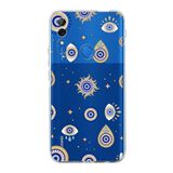 PrintiFy Huawei P Smart Z ile Uyumlu Nazar Boncuğu 5 Kamera Korumalı Şeffaf Silikon Kılıf