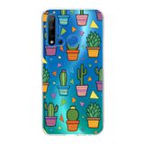 PrintiFy Huawei P20 Lite 2019 ile Uyumlu 1mm Slim Fit Water Color 4 Baskılı Şeffaf Kılıf