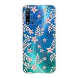 PrintiFy Huawei P20 Lite 2019 ile Uyumlu Kapak Floral Kırmızı Tasarımlı 1mm Fit Şeffaf Silikon Kılıf