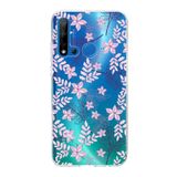 PrintiFy Huawei P20 Lite 2019 ile Uyumlu Kapak Floral Pudra Tasarımlı 1mm Fit Şeffaf Silikon Kılıf