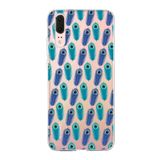 PrintiFy Huawei P20 Lite ile Uyumlu 1mm Slim Fit Nazar Boncuğu 4 Baskılı Şeffaf Kılıf