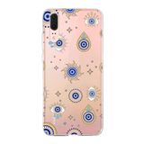PrintiFy Huawei P20 Lite ile Uyumlu 1mm Slim Fit Nazar Boncuğu 5 Baskılı Şeffaf Kılıf
