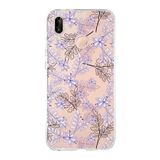 PrintiFy Huawei P20 Lite ile Uyumlu Kapak Floral Lila Tasarımlı 1mm Fit Şeffaf Silikon Kılıf