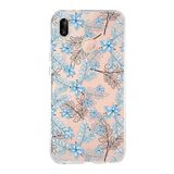PrintiFy Huawei P20 Lite ile Uyumlu Kapak Floral Mavi Tasarımlı 1mm Fit Şeffaf Silikon Kılıf