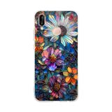 PrintiFy Huawei P20 Lite ile Uyumlu Vitray Mücevher Flora Tasarımlı Şeffaf Silikon Kılıf