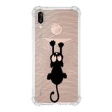 Printify Huawei P20 Lite Uyumlu Köşe Korumalı Antişok Kapak Çizgi Kedi Tasarımlı Şeffaf Kılıf