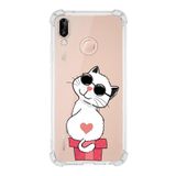 Printify Huawei P20 Lite Uyumlu Köşe Korumalı Antişok Kapak Coolcat Tasarımlı Şeffaf Kılıf