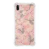 Printify Huawei P20 Lite Uyumlu Köşe Korumalı Antişok Kapak Floral Kırmızı Tasarımlı Şeffaf Kılıf