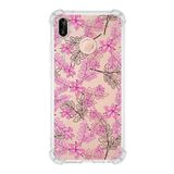 Printify Huawei P20 Lite Uyumlu Köşe Korumalı Antişok Kapak Floral Pembe Tasarımlı Şeffaf Kılıf