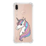 Printify Huawei P20 Lite Uyumlu Köşe Korumalı Antişok Kapak Unicorn Tasarımlı Şeffaf Kılıf