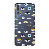 PrintiFy Huawei P20 Pro ile Uyumlu 1mm Slim Fit Nazar Boncuğu 2 Baskılı Şeffaf Kılıf